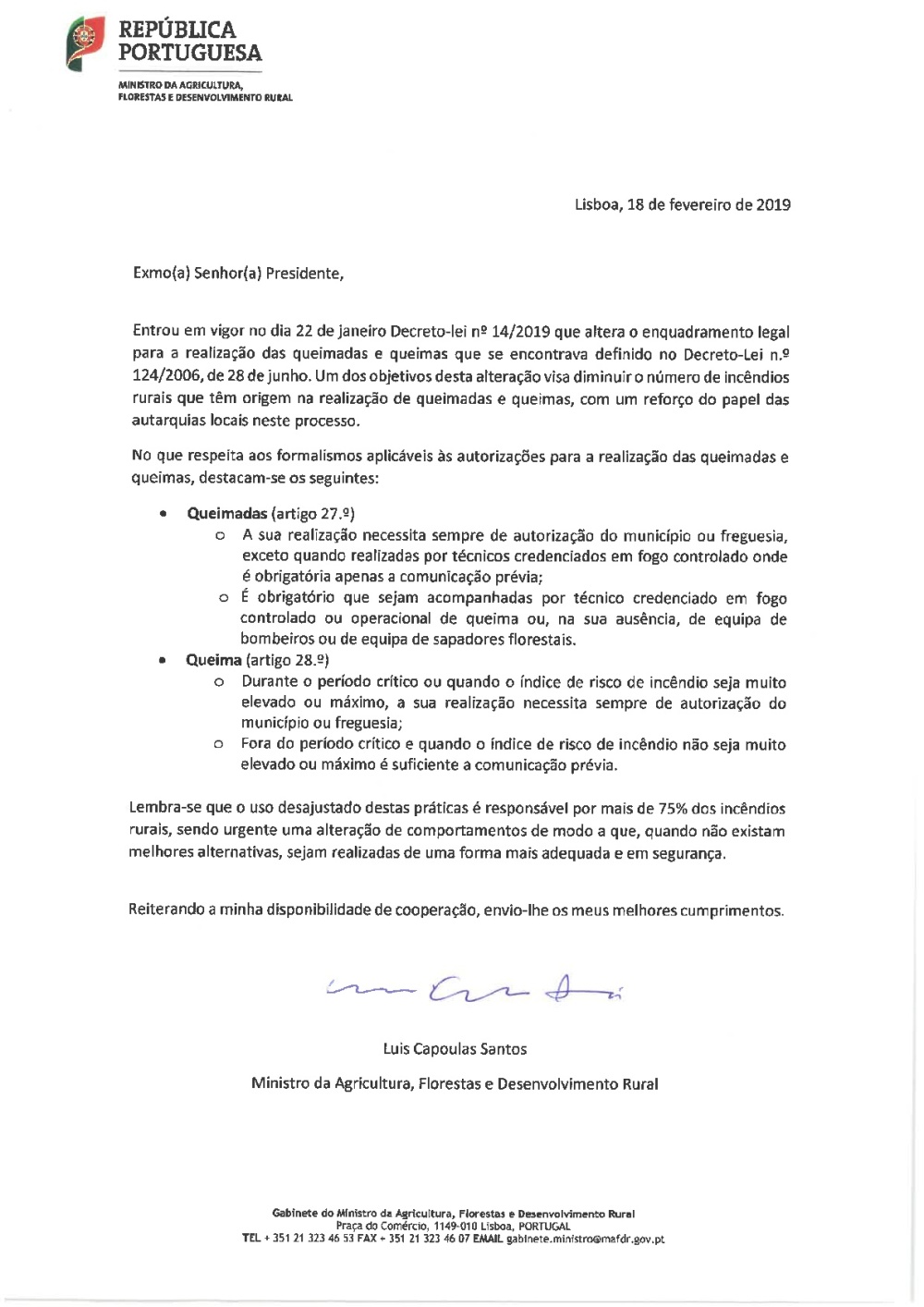 Queimas e Queimadas - Decreto Lei Nº 14/2019
