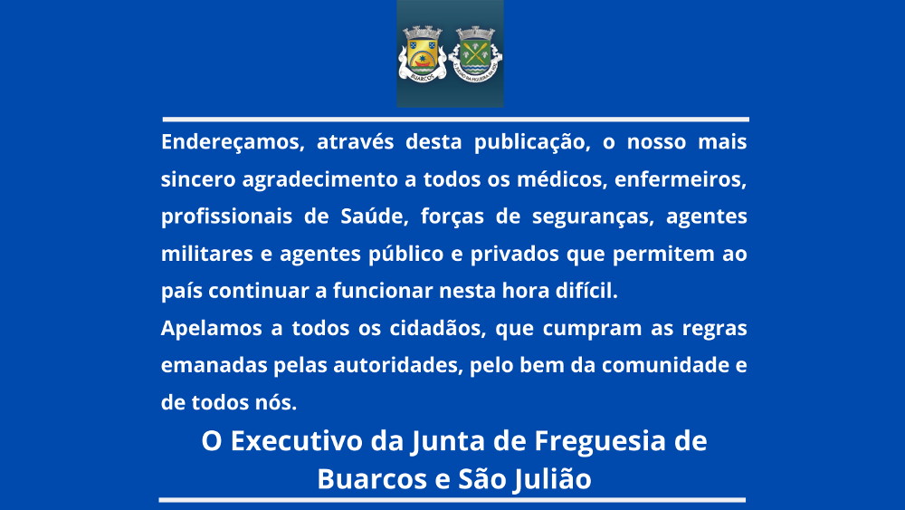 Nota de Agradecimento do executivo da Junta de Freguesia de Buarcos e São Julião