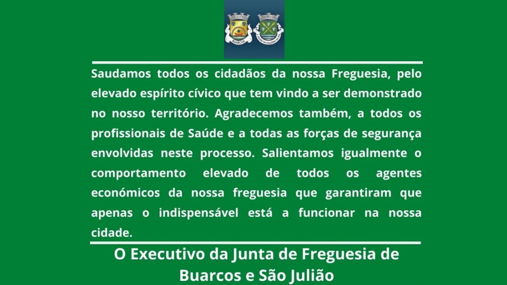 Nota de Agradecimento do Executivo da Junta de Freguesia de Buarcos e São Julião